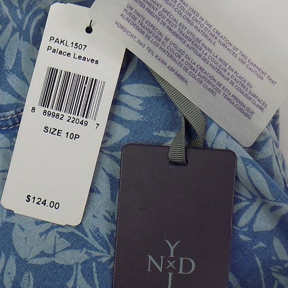 NYDJ - Claire Trouser Palace Leaves Print Size 10P NWT TORN LEG BOTTOM READ! - Picture 12 of 13